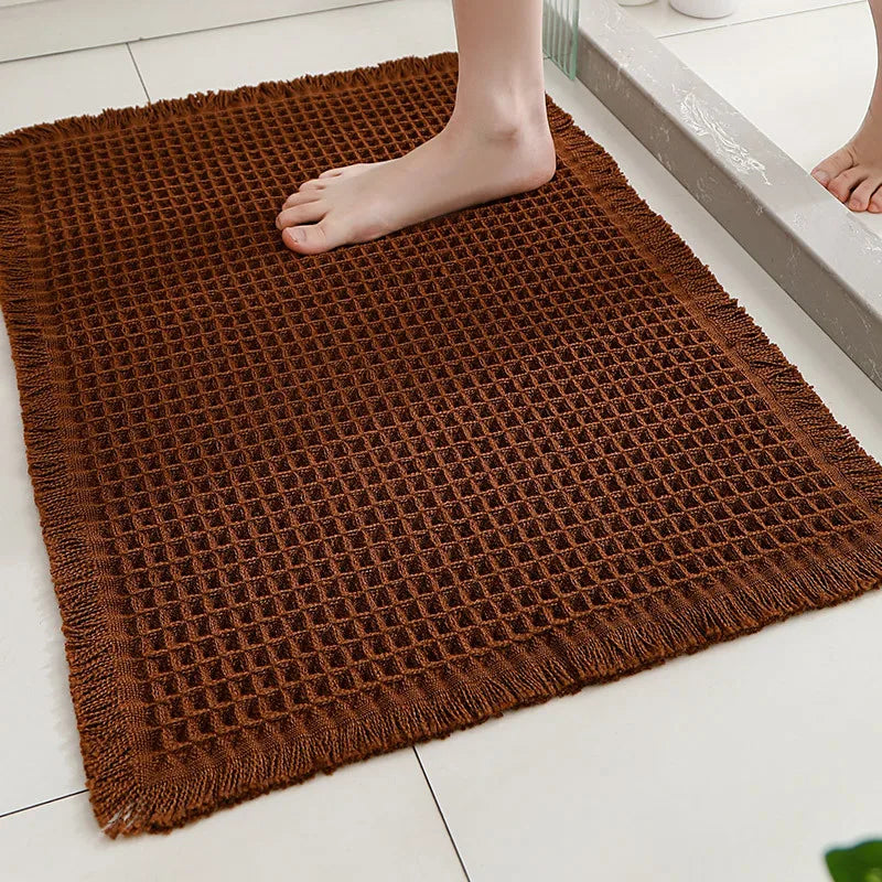 Waffle Bath Mat Non Slip Rubber Backed, Machine Washable, Ultra-Soft