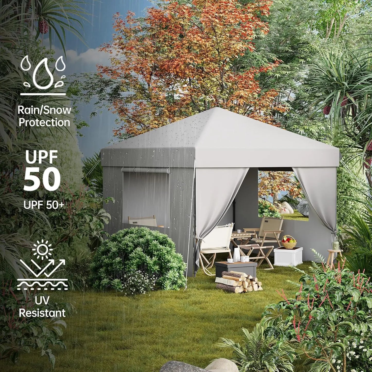 Heavy Duty Instant Pop Up Canopy Gazebo With Removable Sidewalls