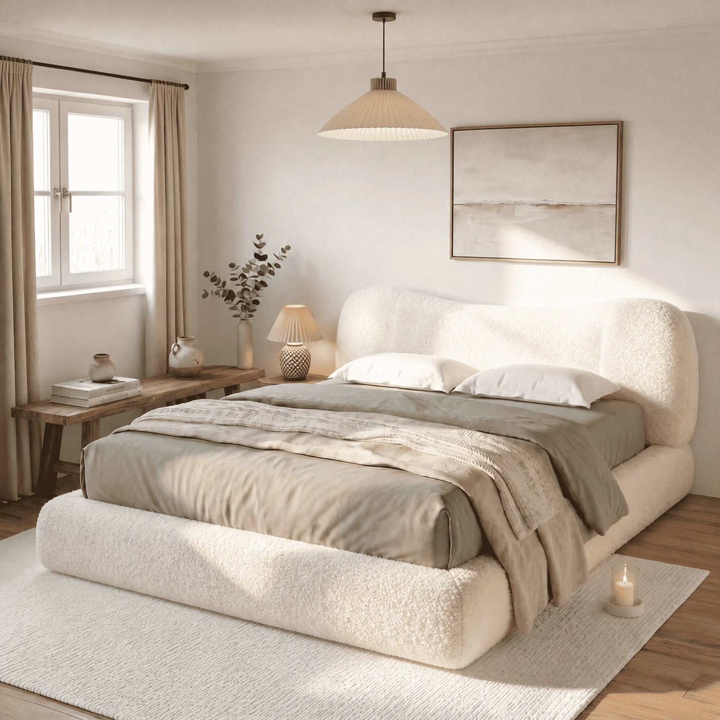 EnHomee Cloud Bed Frame With Detachable Headboard And Noise Free