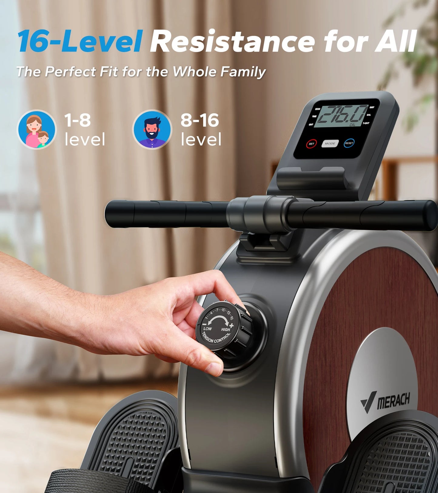 Merach Magnetic Rowing Machine with Bluetooth Connection