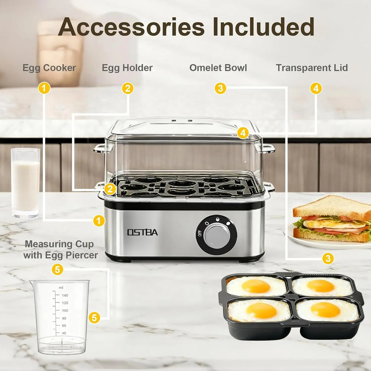 OSTBA Electric Egg Cooker For Convenient Hard Boiled Egg Preparation