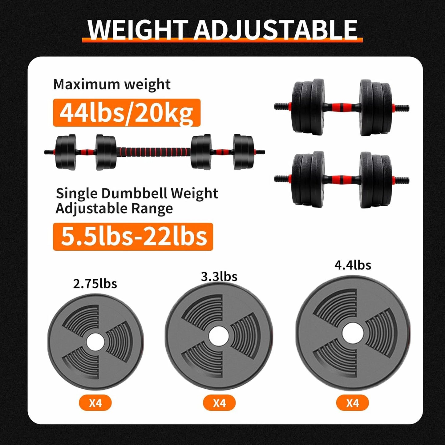 Adjustable Dumbbell To Barbell Weight Sets For Home Gym Strength Training