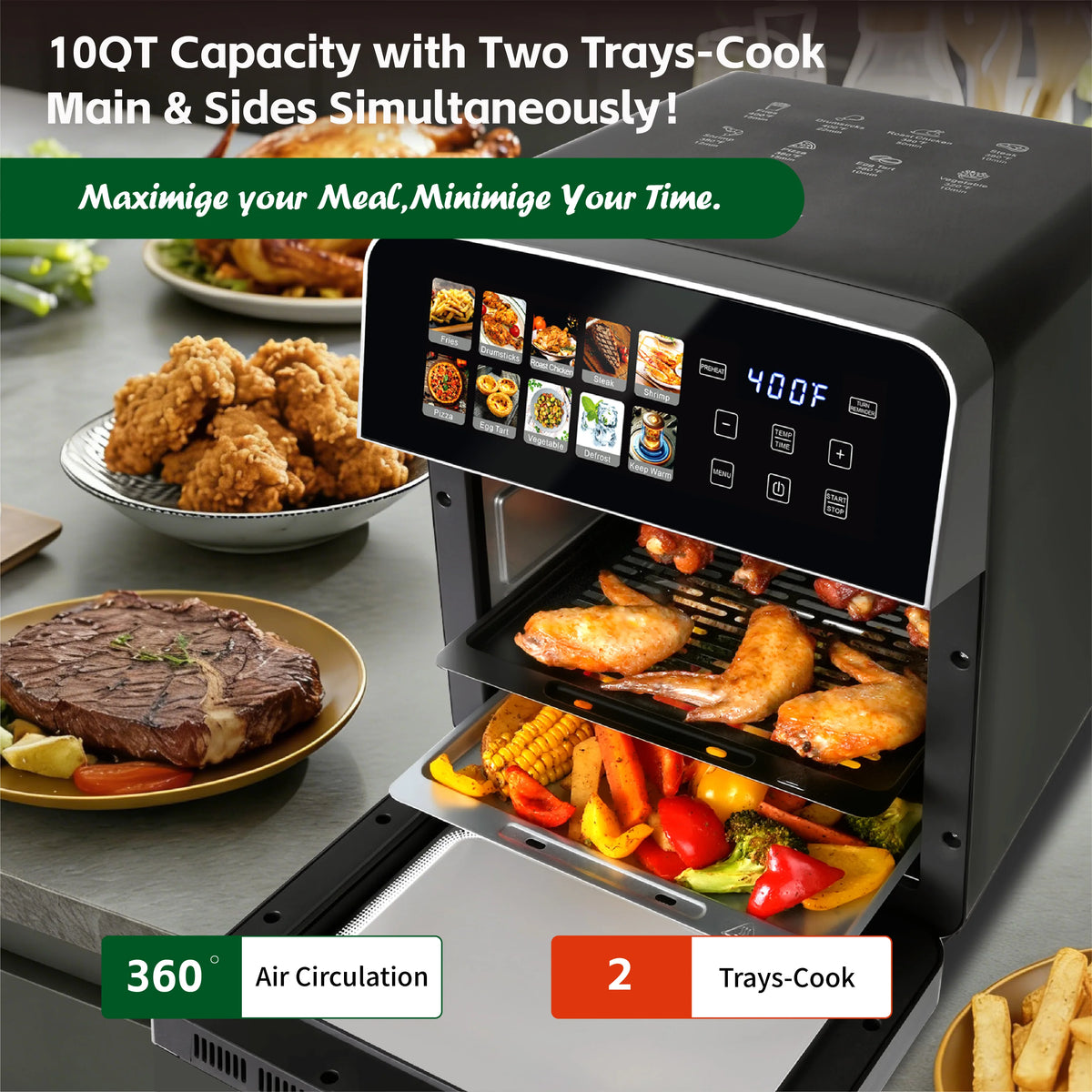 Air Fryer Toaster Oven Combo With Preset Cooking Functions