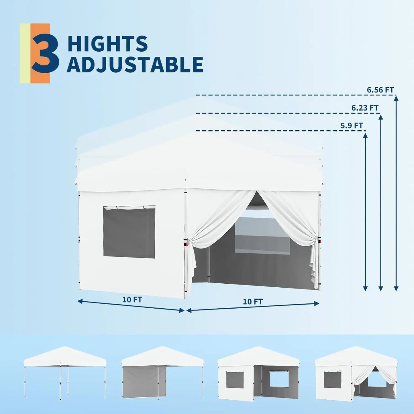 Heavy Duty Instant Pop Up Canopy Gazebo With Removable Sidewalls