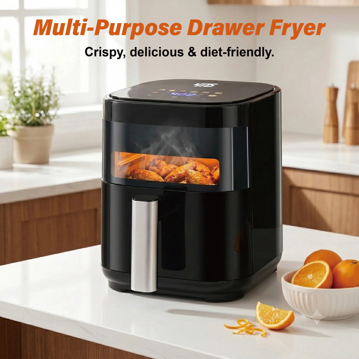 MIRASTON Touchscreen Air Fryer With Viewing Window And Preset Functions