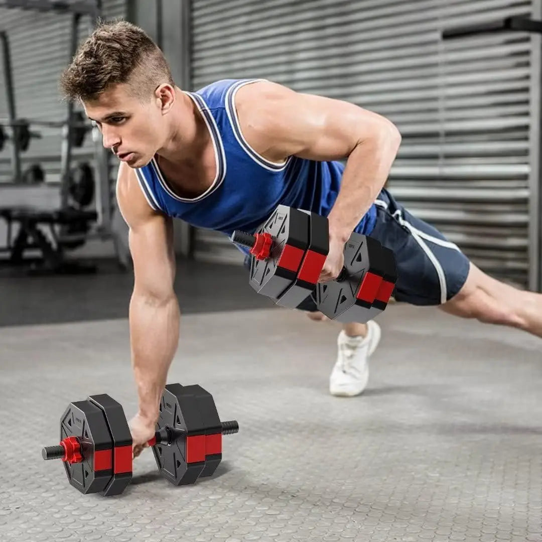 Adjustable 3 In 1 Dumbbell To Barbell Weight Set With Anti Slip Grip For Home Gym