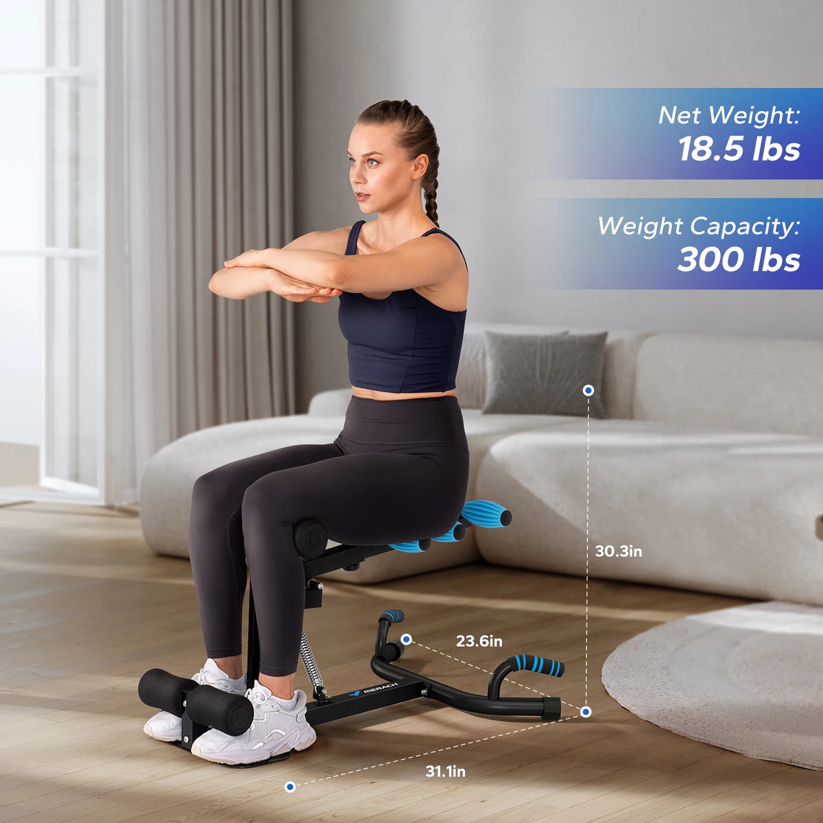 MERACH Multi-Functional Deep Squat Machine Adjustable Trainer Core & Abs Leg Push Up Workout Exercise Machine 300Lbs Capacity for Home Gym
