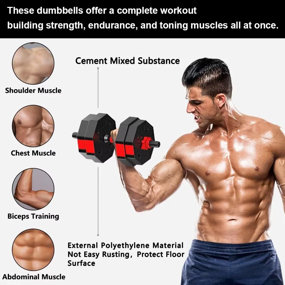 Adjustable 3 In 1 Dumbbell To Barbell Weight Set With Anti Slip Grip For Home Gym
