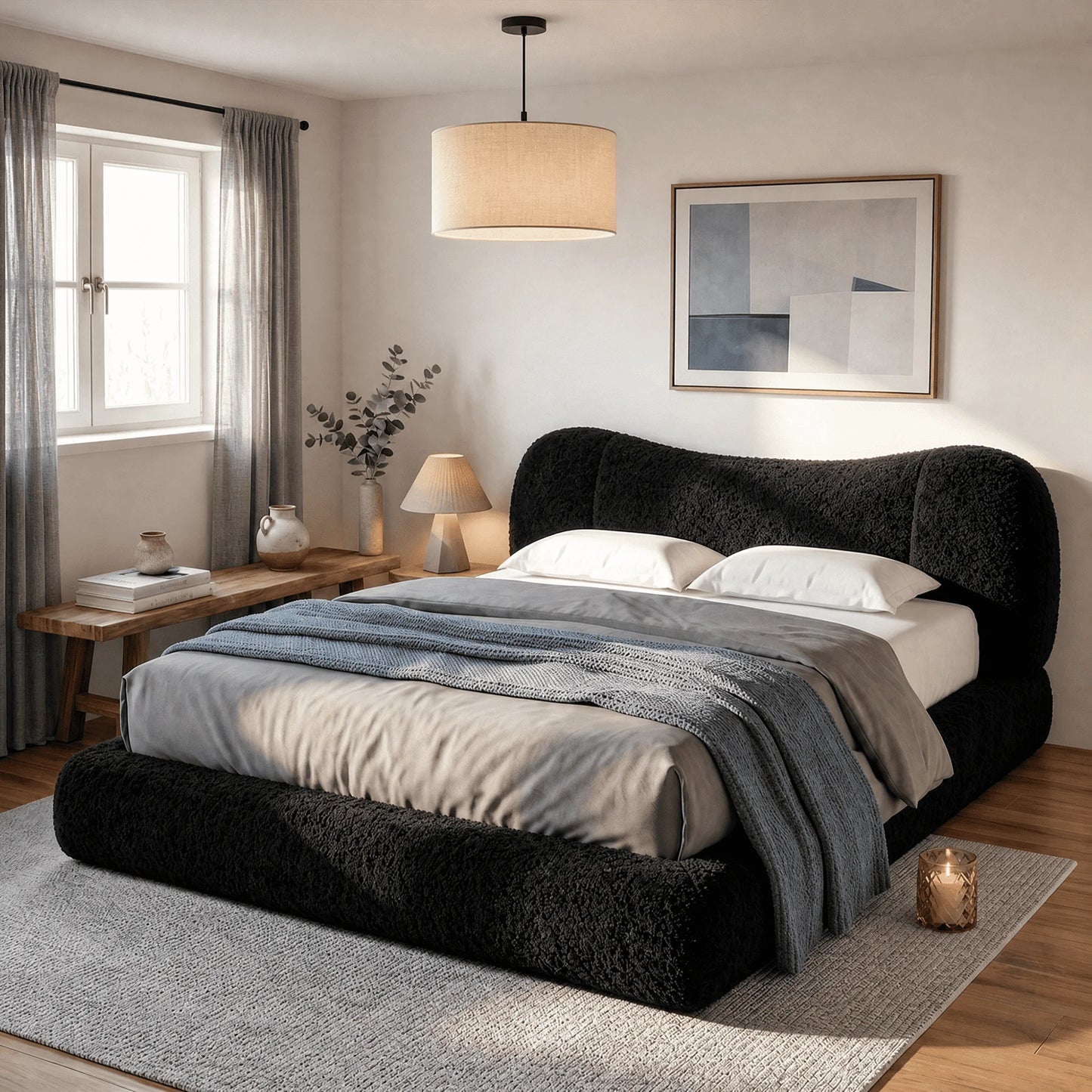 EnHomee Cloud Bed Frame With Detachable Headboard And Noise Free