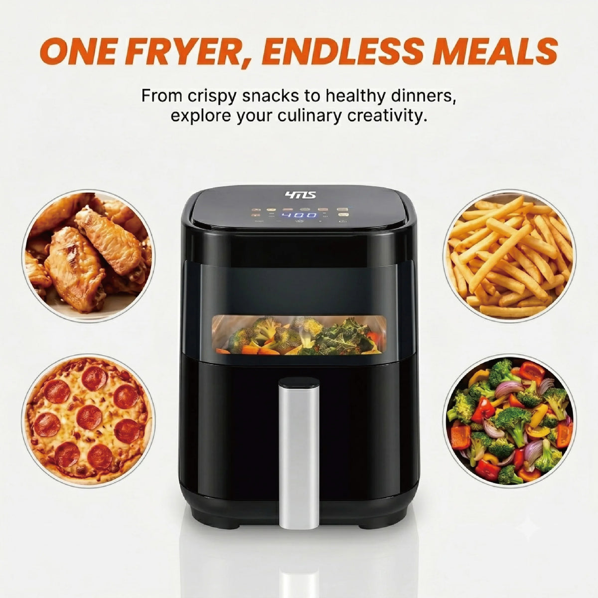 MIRASTON Touchscreen Air Fryer With Viewing Window And Preset Functions