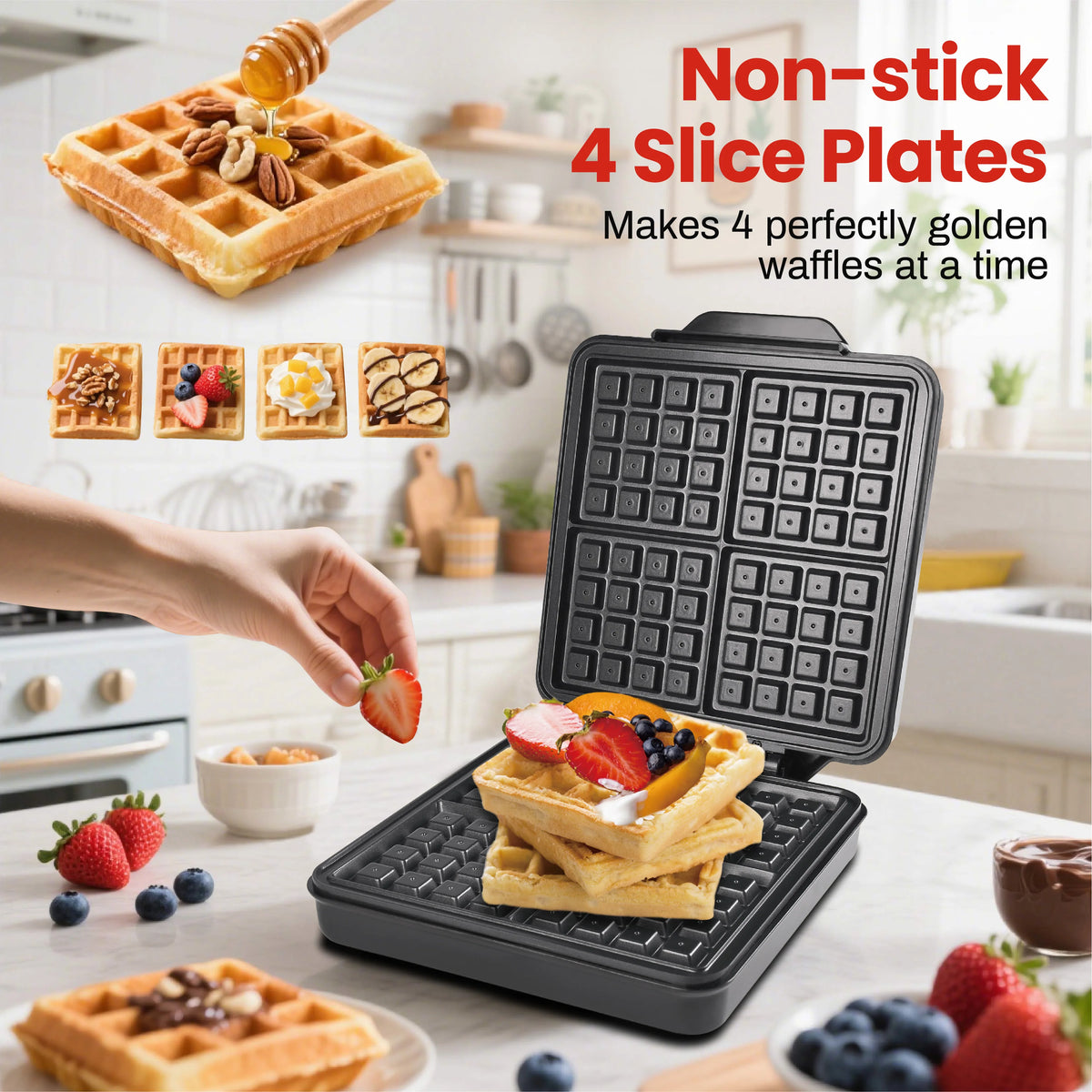 Belgian And Classic Nonstick Waffle Maker With Easy Cleanup
