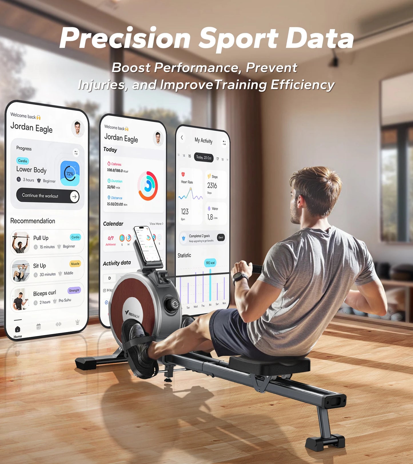 Merach Magnetic Rowing Machine with Bluetooth Connection