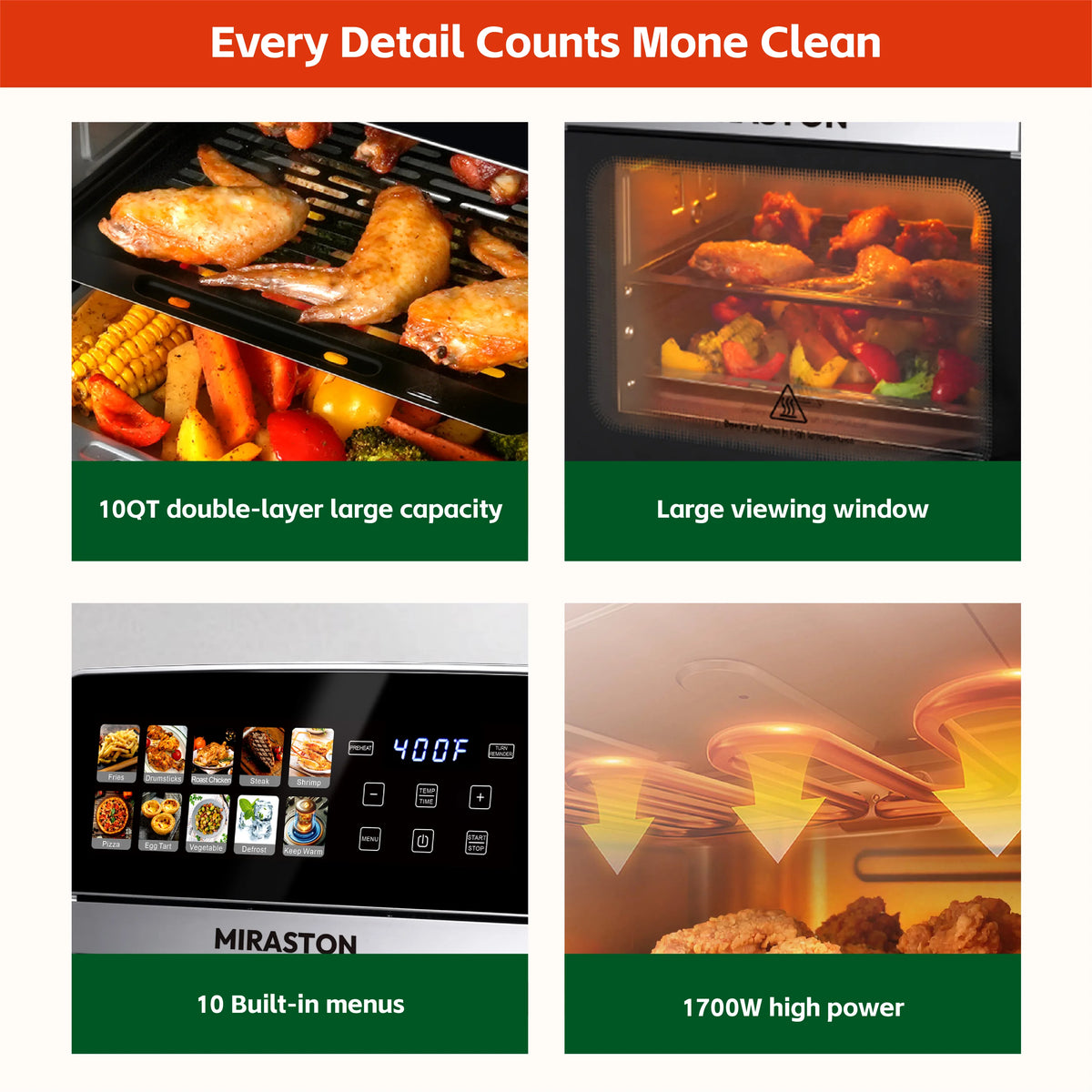 Air Fryer Toaster Oven Combo With Preset Cooking Functions