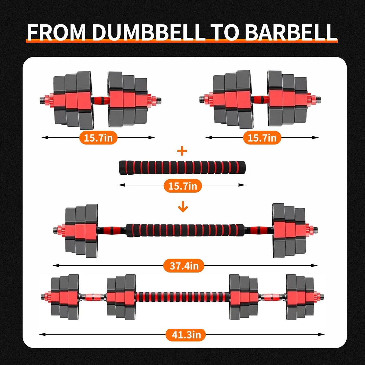 Adjustable 3 In 1 Dumbbell To Barbell Weight Set With Anti Slip Grip For Home Gym
