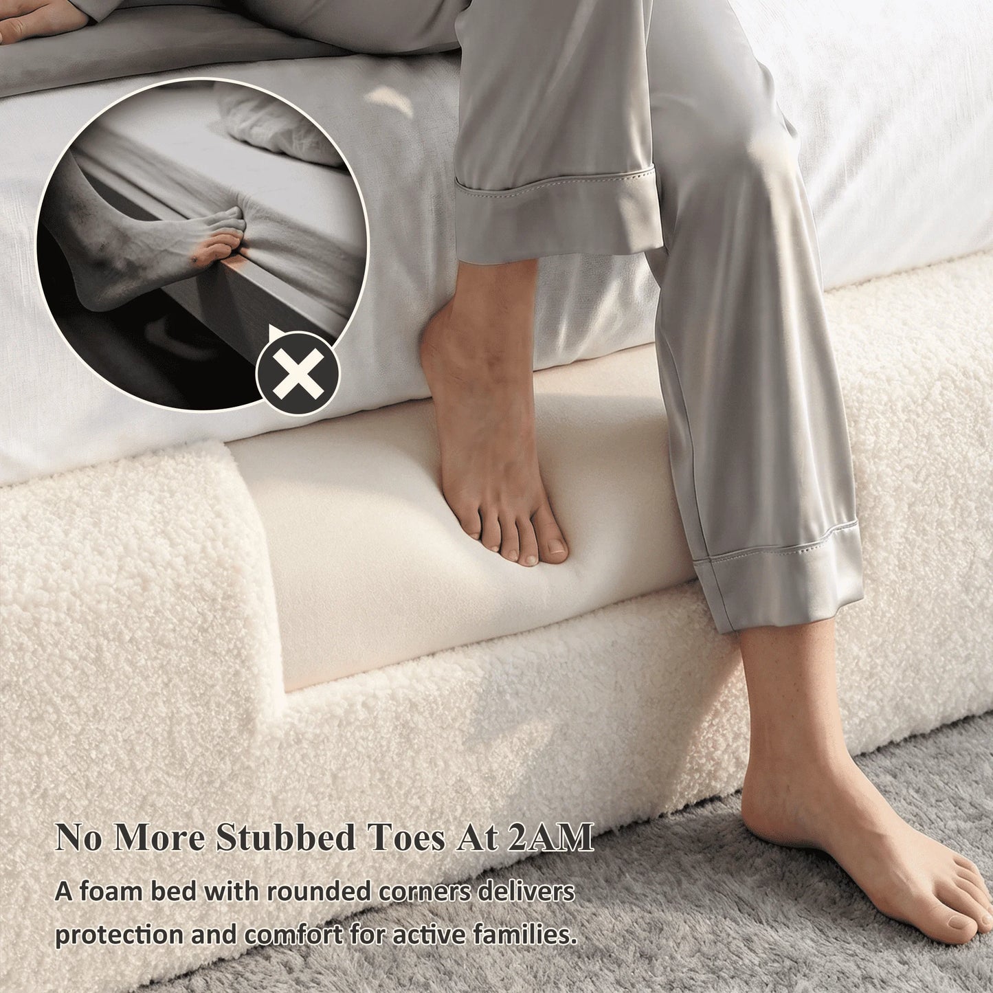 EnHomee Cloud Bed Frame With Detachable Headboard And Noise Free