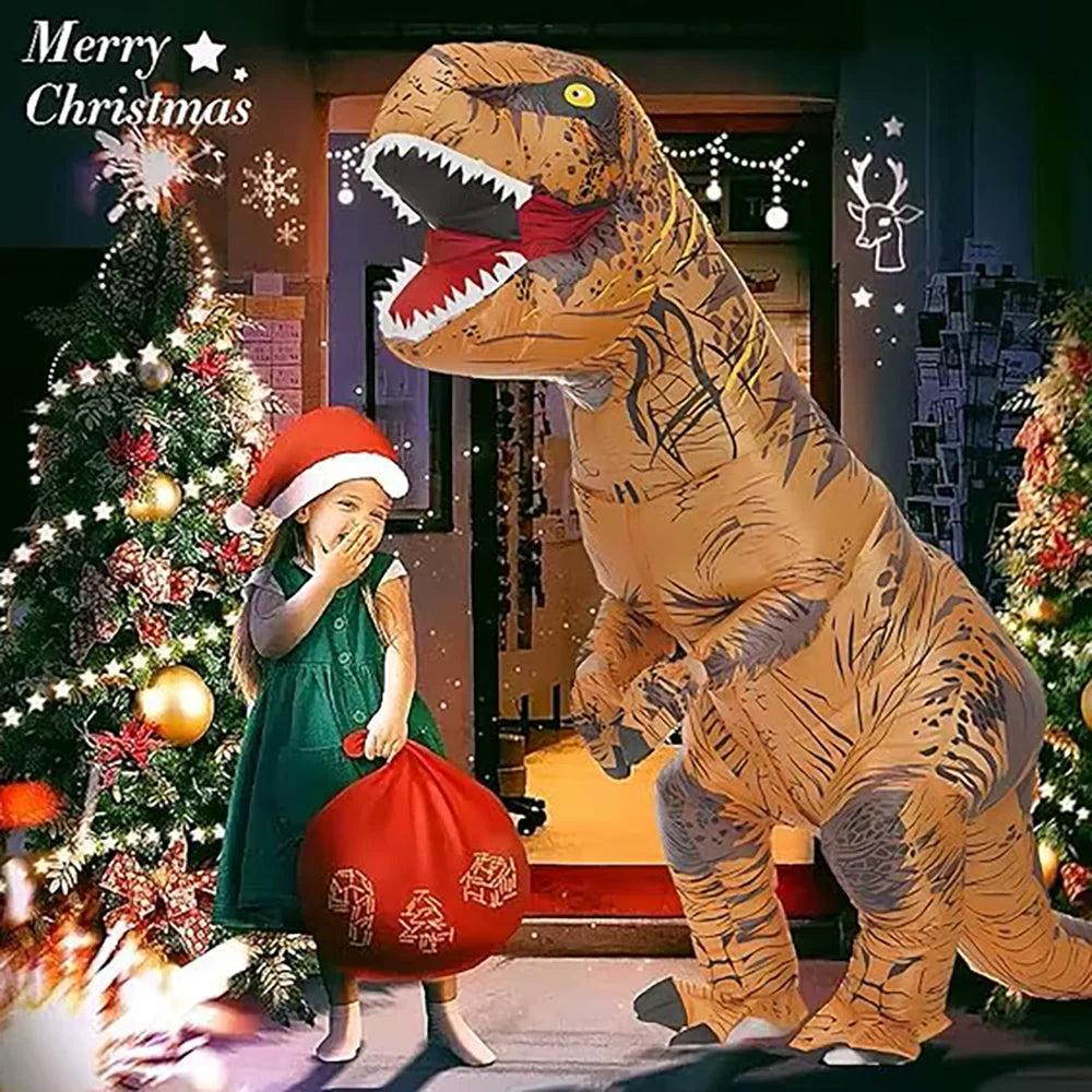 Adult Inflatable T-Rex Dinosaur Costume, Premium Polyester Fabric Blow Up Tyrannosaurus Rex Suit, Durable Reusable Halloween Cosplay Fancy Dress Outfit for Theme Party Carnival