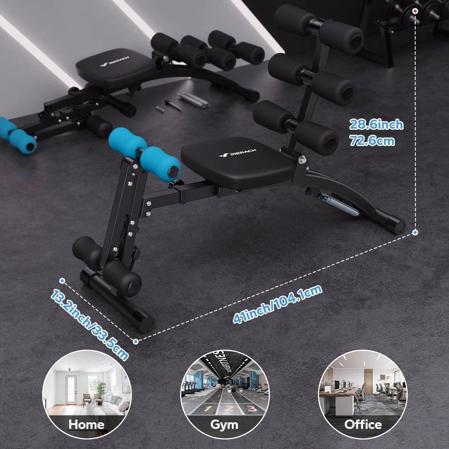 Merach Adjustable Ab Machine Sit Up Trainer For Home Workout