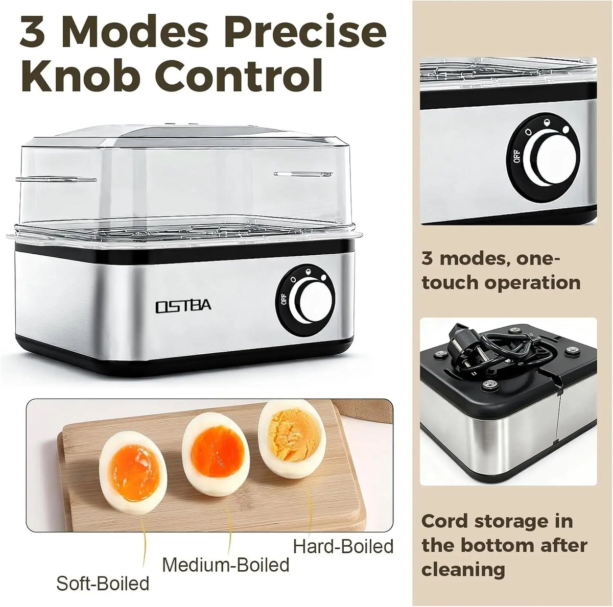 OSTBA Electric Egg Cooker For Convenient Hard Boiled Egg Preparation