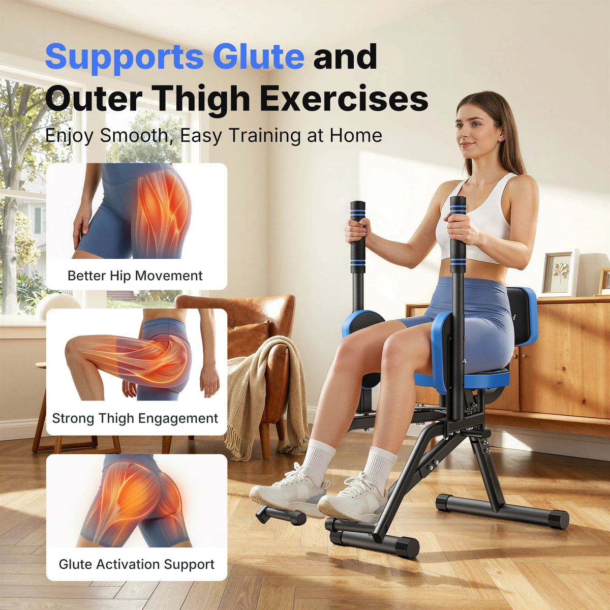 MERACH Adjustable Hip Abductor Machine for Glute and Thigh Workouts