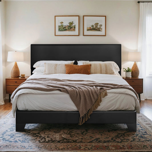 HOOMIC Upholstered Bed Frame With Adjustable Headboard In Linen Fabric