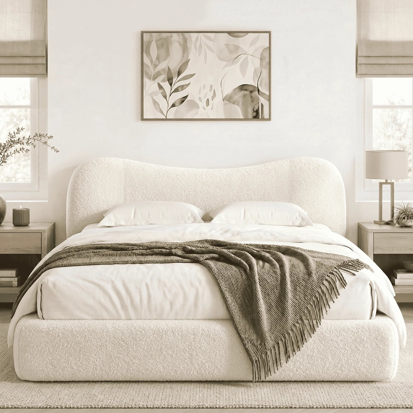 EnHomee Cloud Bed Frame With Detachable Headboard And Noise Free