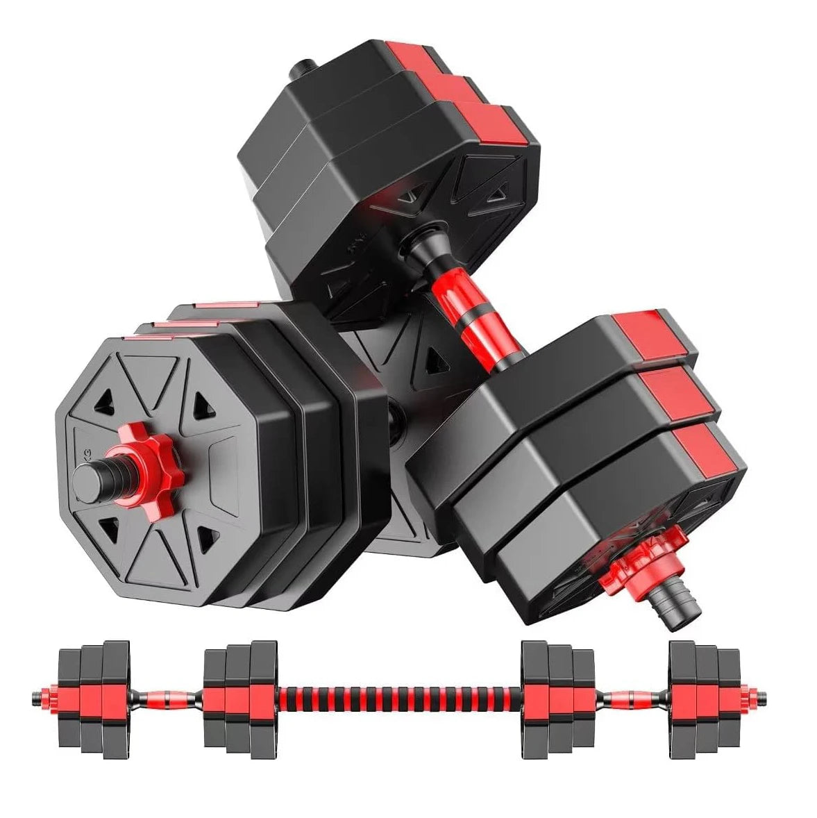 Adjustable 3 In 1 Dumbbell To Barbell Weight Set With Anti Slip Grip For Home Gym