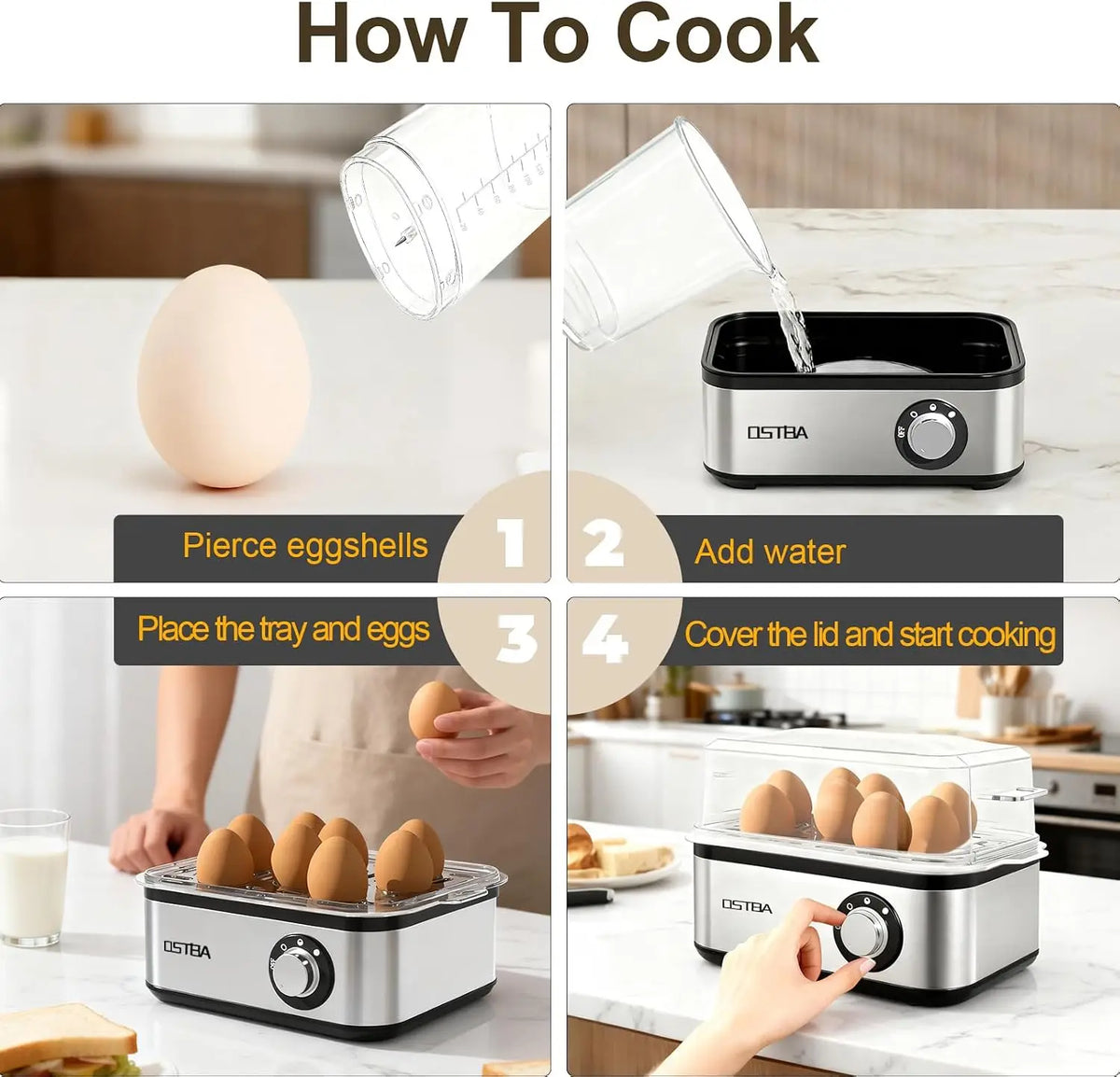 OSTBA Electric Egg Cooker For Convenient Hard Boiled Egg Preparation