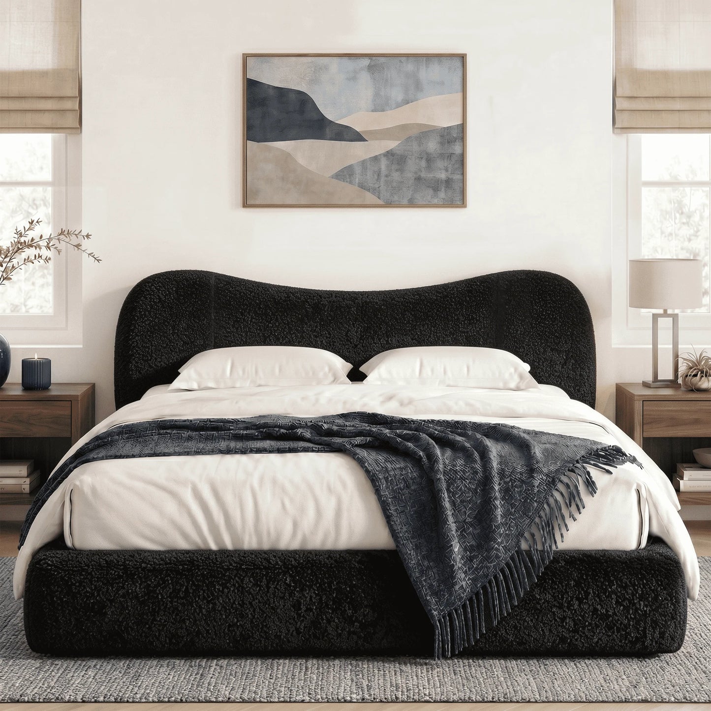 EnHomee Cloud Bed Frame With Detachable Headboard And Noise Free