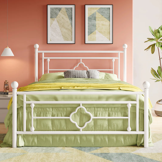 HOOMIC Vintage Victorian Metal Platform Bed Frame With Wrought Iron Headboard