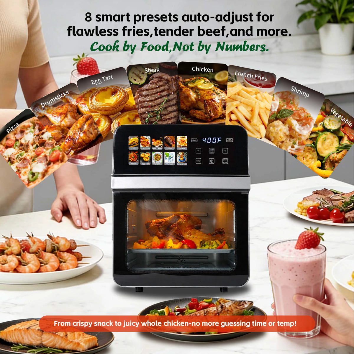 Air Fryer Toaster Oven Combo With Preset Cooking Functions