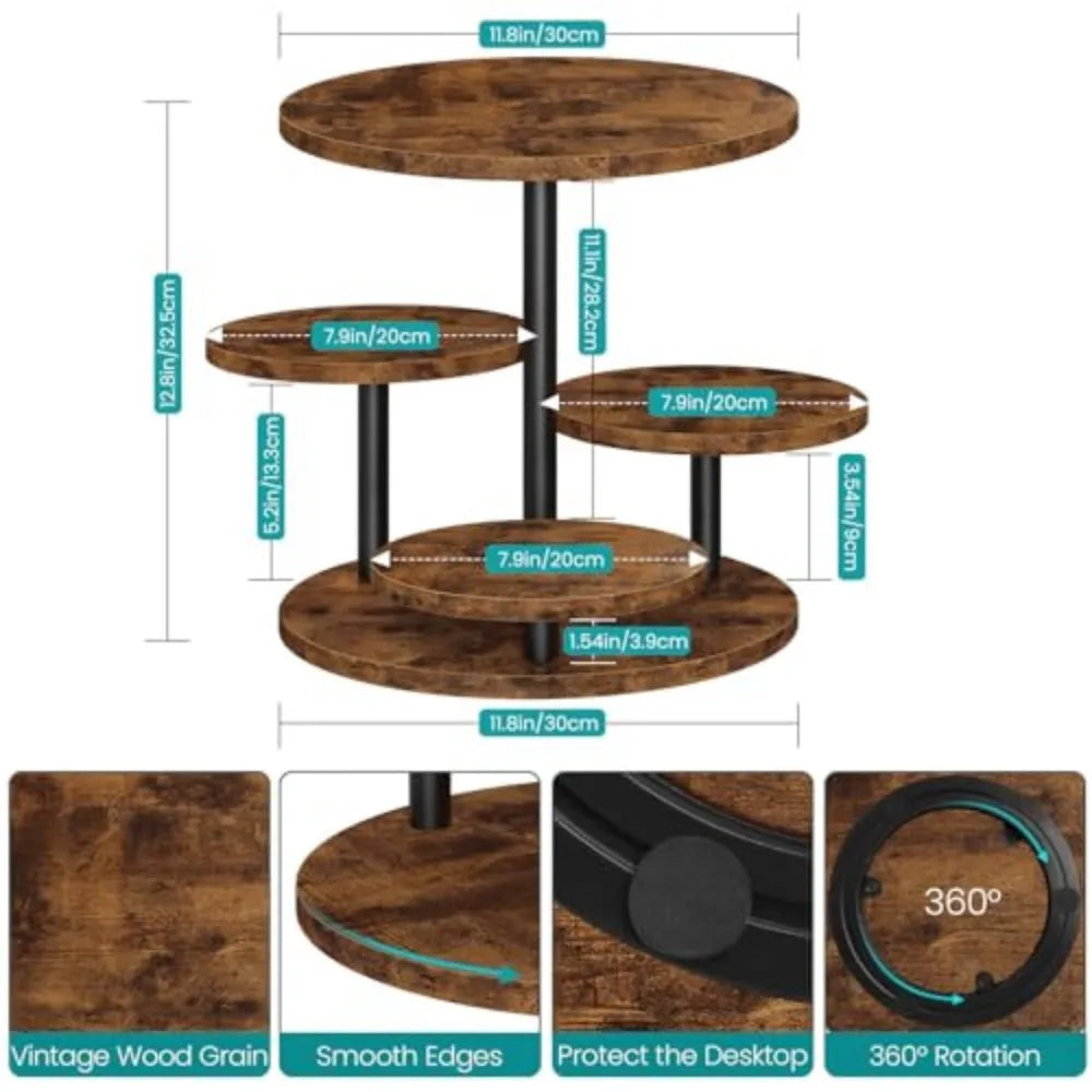 Rotating Tiered Wooden Cupcake Stand for Weddings and Celebrations