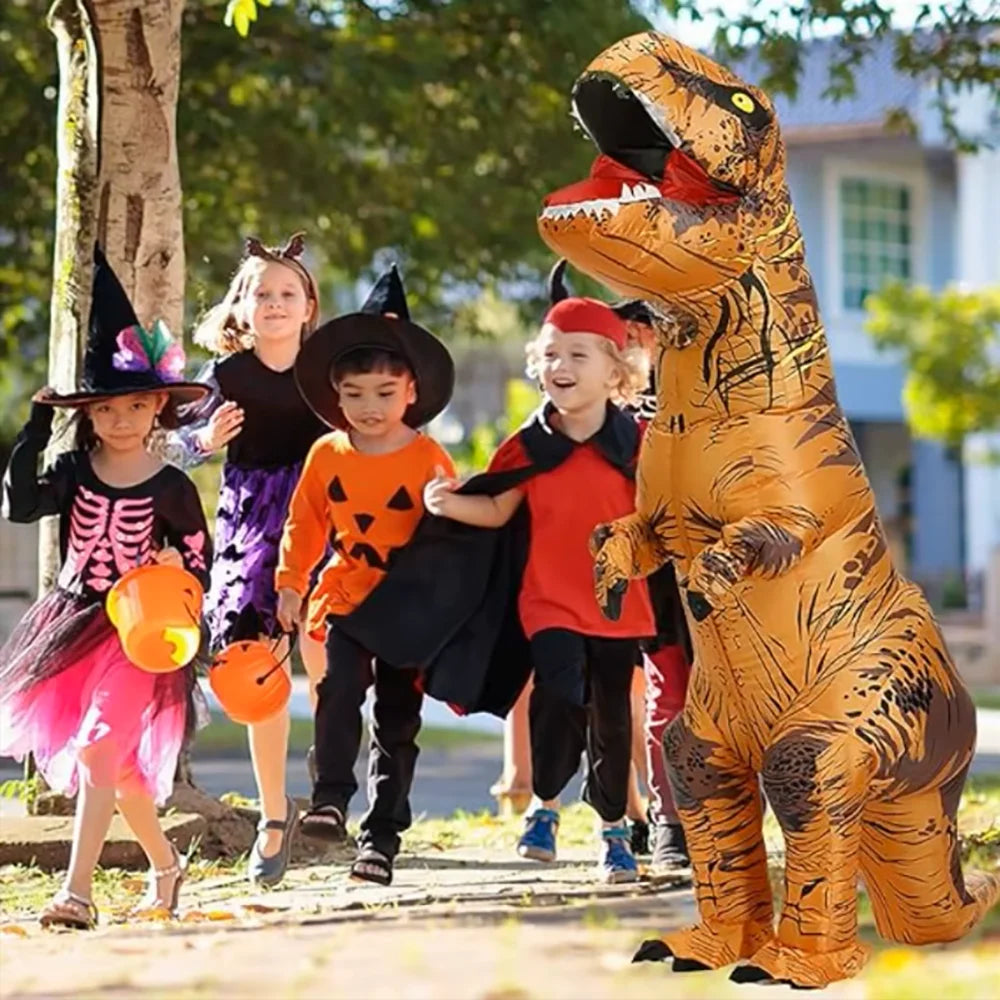 Adult Inflatable T-Rex Dinosaur Costume, Premium Polyester Fabric Blow Up Tyrannosaurus Rex Suit, Durable Reusable Halloween Cosplay Fancy Dress Outfit for Theme Party Carnival