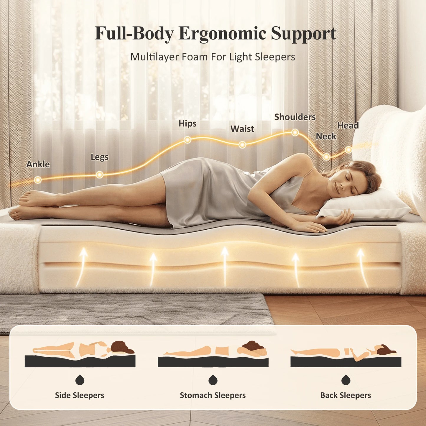 EnHomee Cloud Bed Frame With Detachable Headboard And Noise Free
