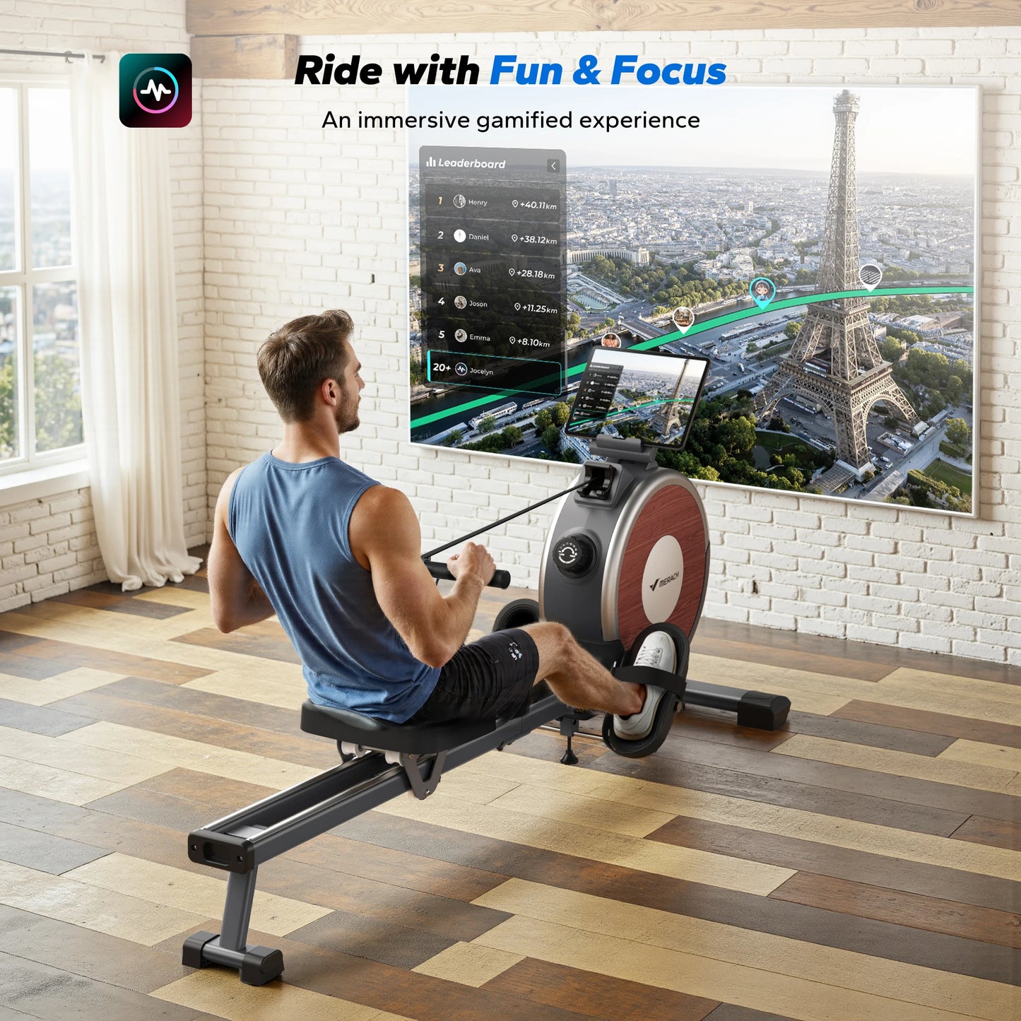 Merach Magnetic Rowing Machine with Bluetooth Connection