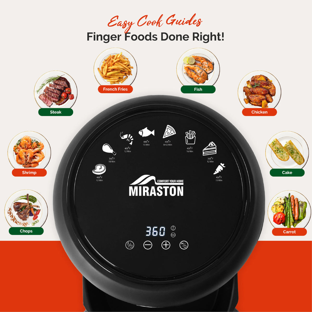 MIRASTON Digital Air Fryer With Dishwasher Safe Nonstick Basket