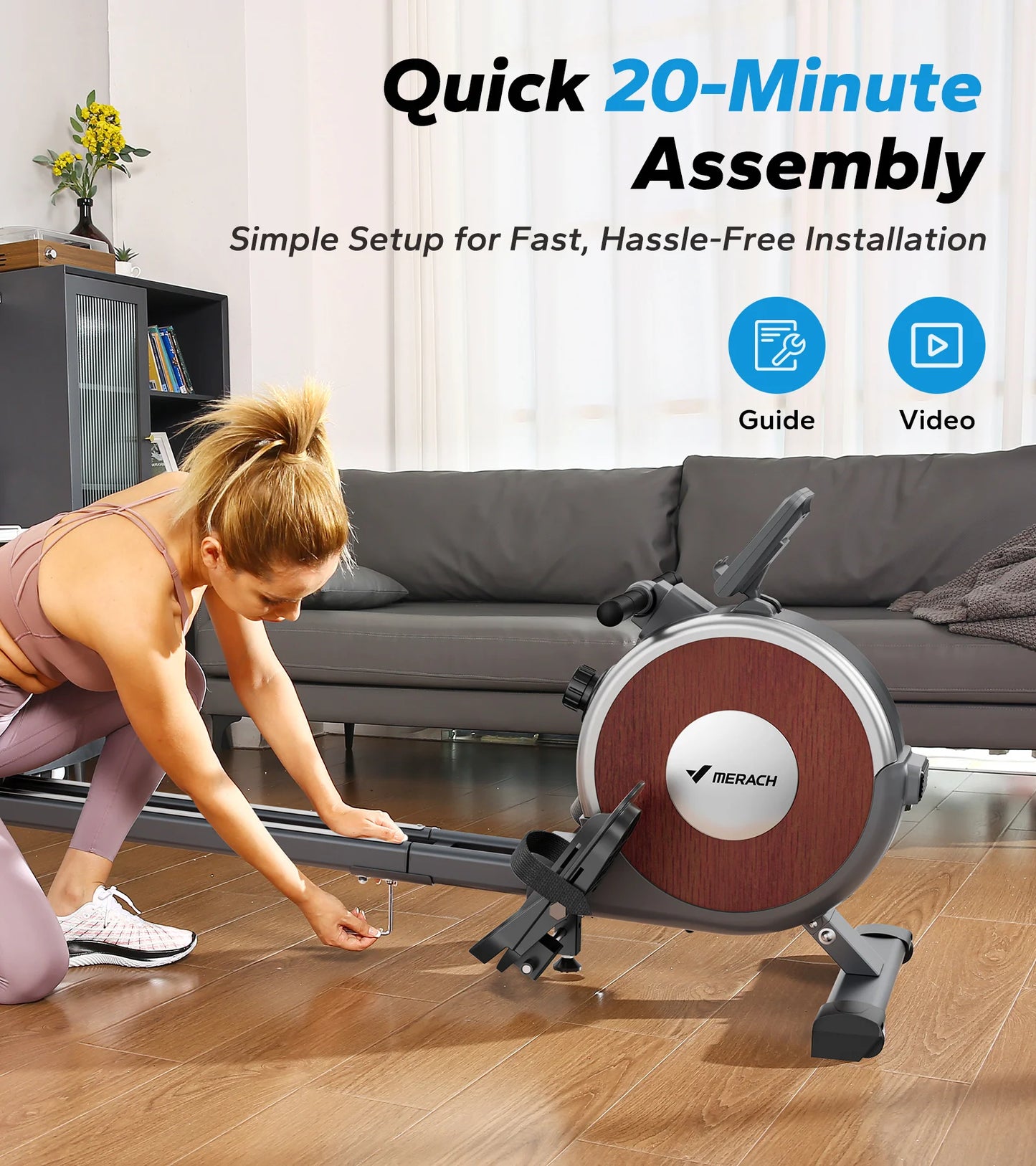 Merach Magnetic Rowing Machine with Bluetooth Connection