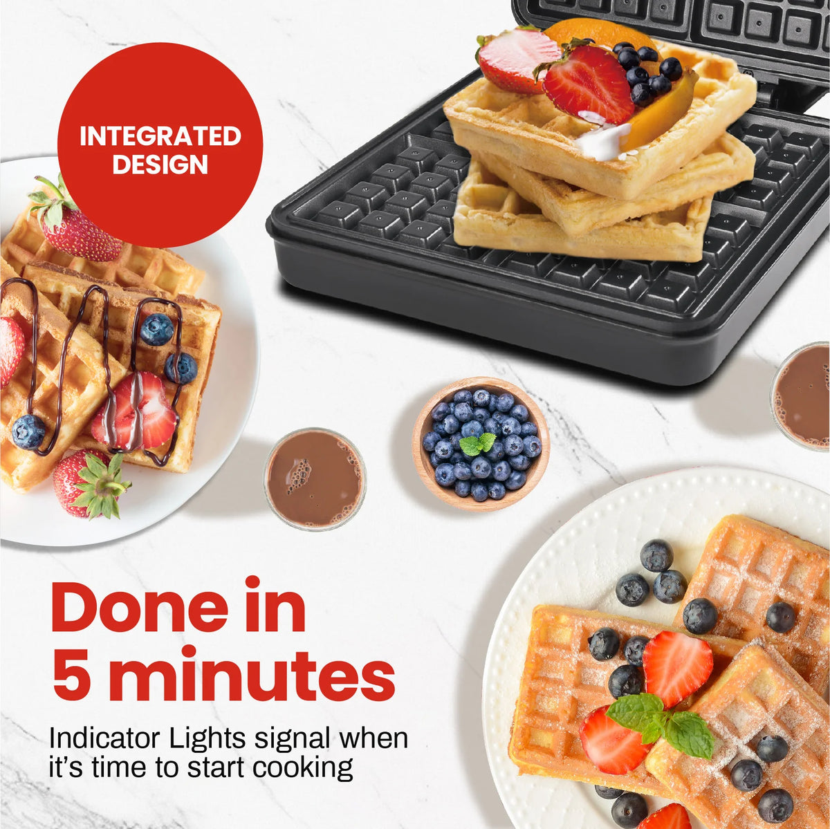 Belgian And Classic Nonstick Waffle Maker With Easy Cleanup