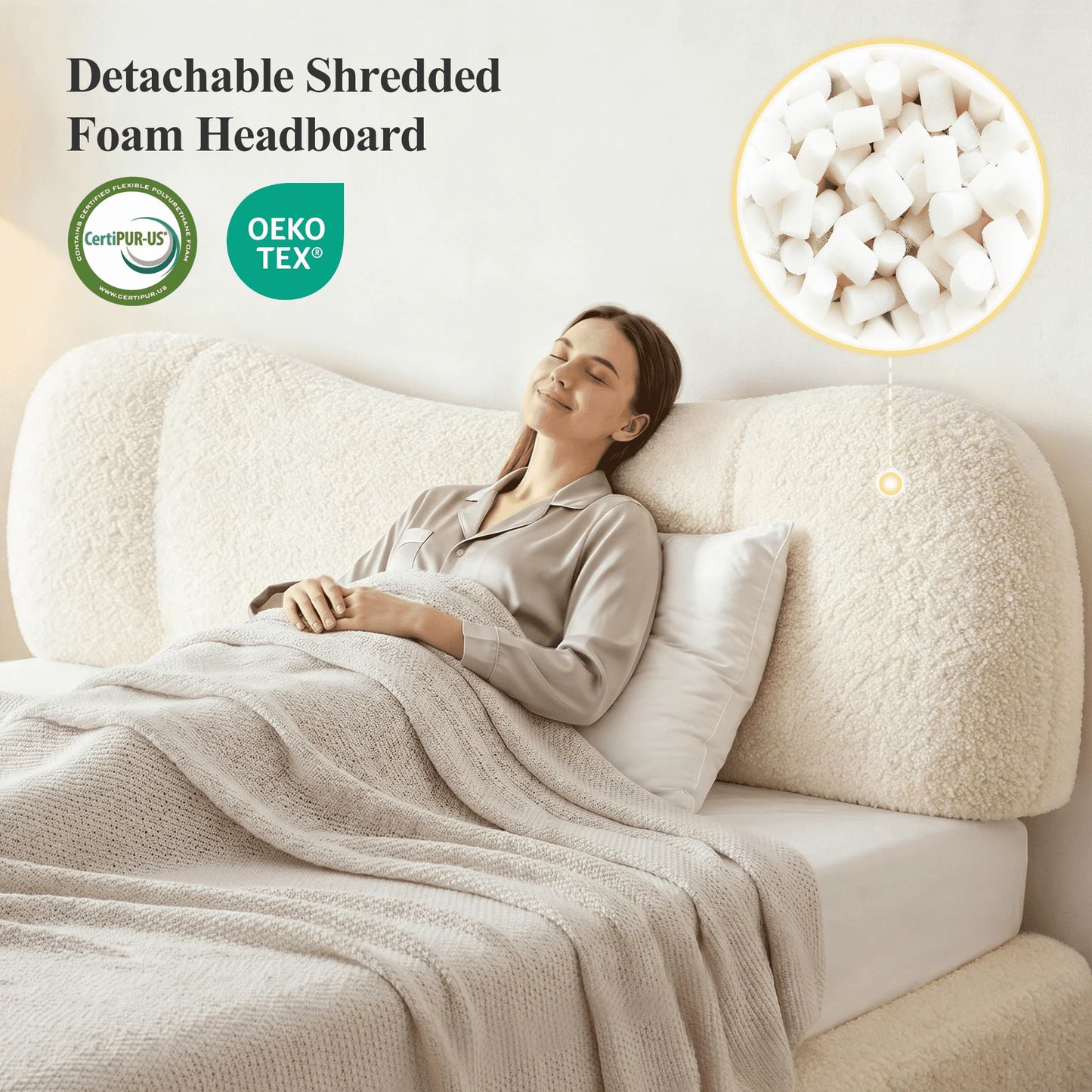 EnHomee Cloud Bed Frame With Detachable Headboard And Noise Free