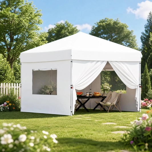 Heavy Duty Instant Pop Up Canopy Gazebo With Removable Sidewalls