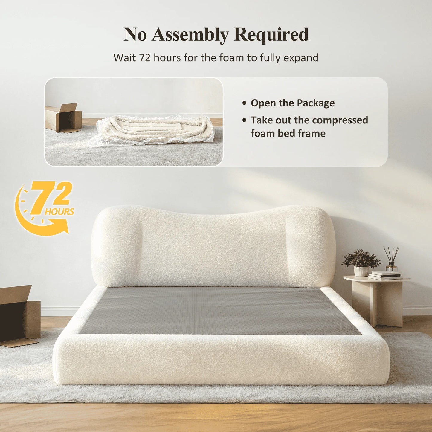 EnHomee Cloud Bed Frame With Detachable Headboard And Noise Free