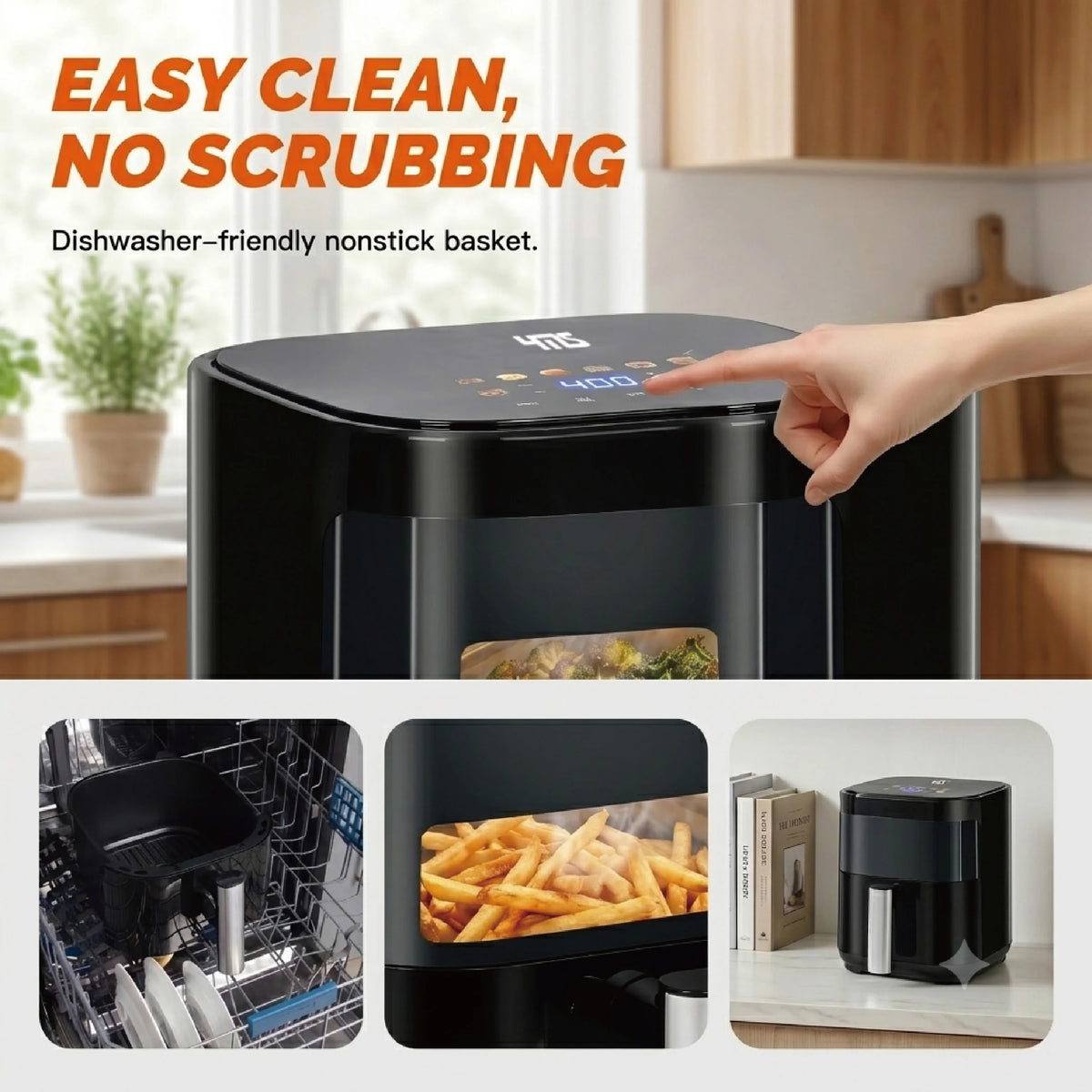 MIRASTON Touchscreen Air Fryer With Viewing Window And Preset Functions