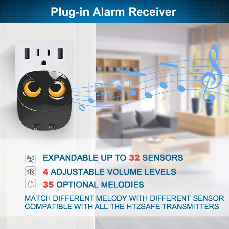 HTZSAFE Wireless Driveway Alarm With PIR Motion Detector 32 Zones