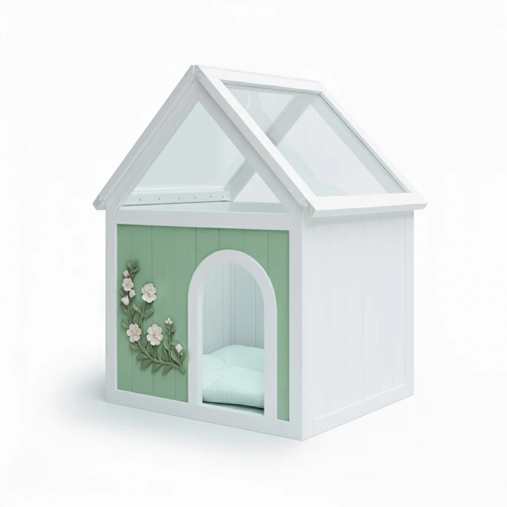 Cedar Indoor Cat House with Clear Acrylic Roof – Wooden Pet House for Small Cats & Dogs Moisture-proof,pest-proof Pet Products