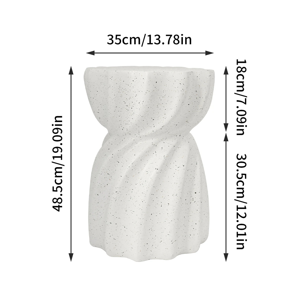 Contemporary Lightweight Concrete Accent Side Table Patio Hourglass Side End Table Garden Stool for Living Room Office