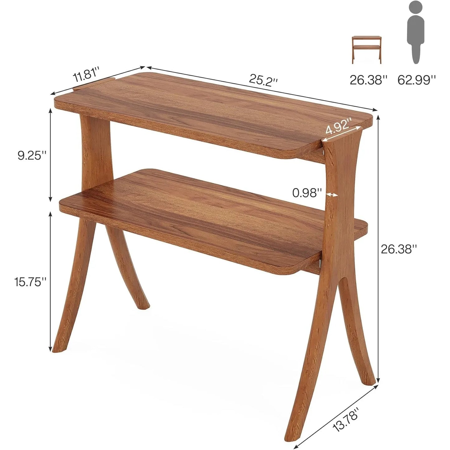 Little Tree Side Table With 2-Tier Storage, Farmhouse End Table