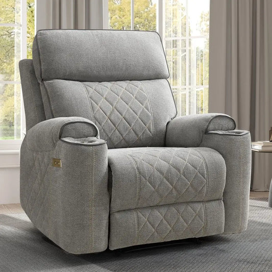 Power Recliner Chair, Electric Fabric Reclining Sofa with Cup Holders, USB TypeC Charging Ports, for Small Living Room, Bedroom