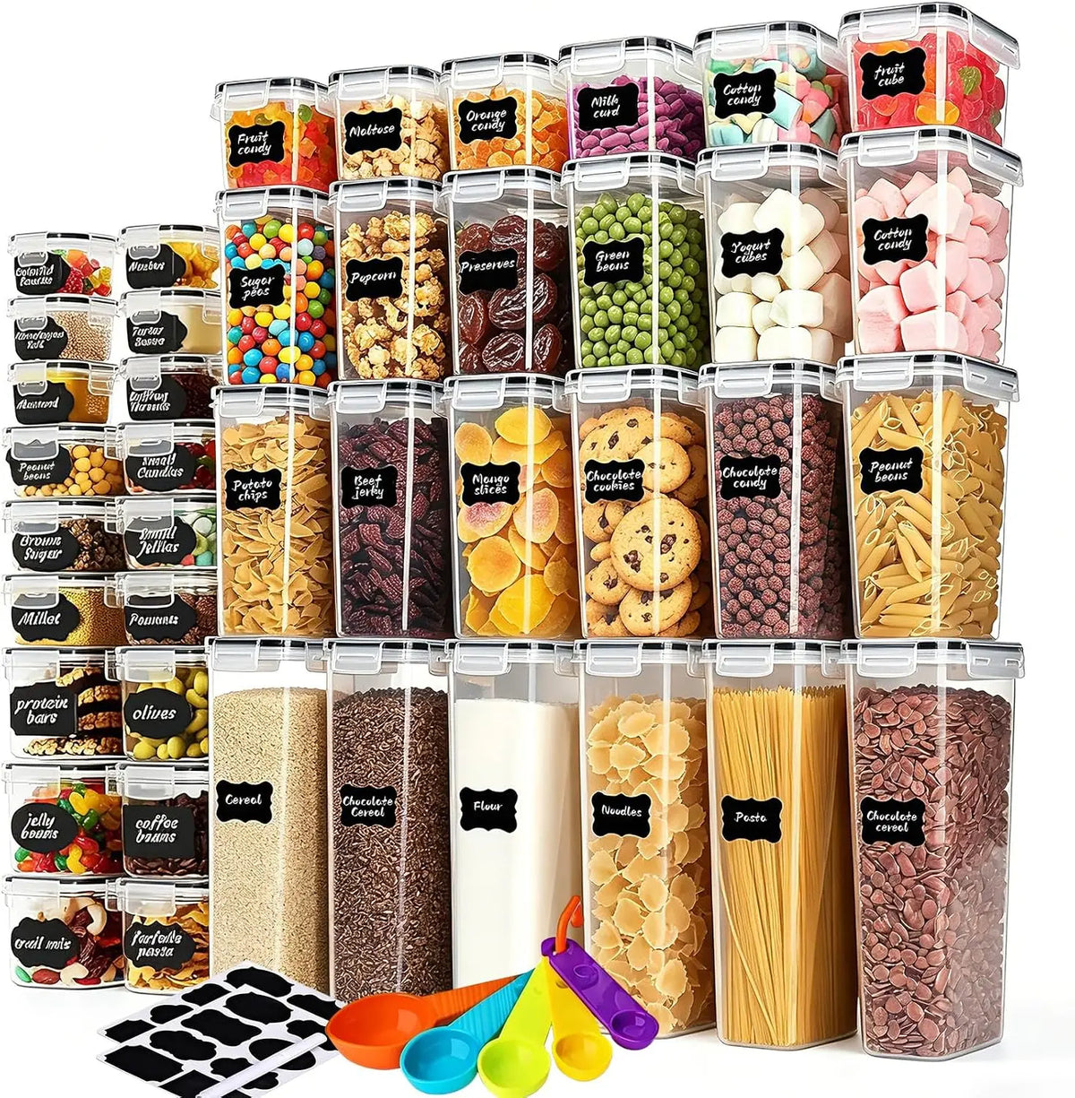 Airtight Stackable Food Storage Containers With Labels for Kitchens