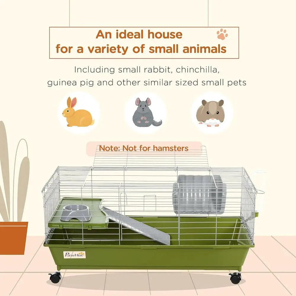 Rolling Small Animal Cage With Feeder Bottle And Platform