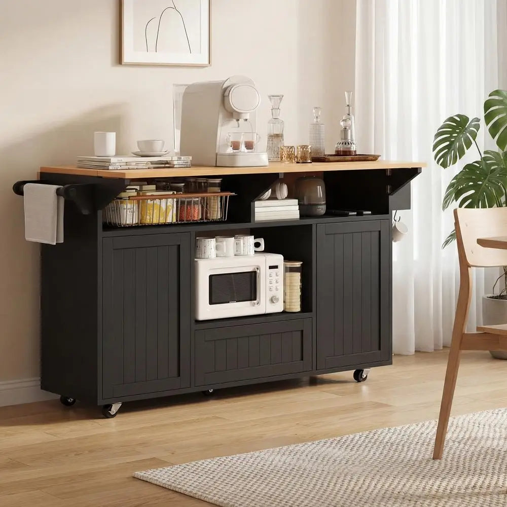 65 Kitchen Island with Power Outlet amp Drop Leaf, Island Table for Kitchen with Trash Can Storage, Mobile Rolling Kitchen Isla