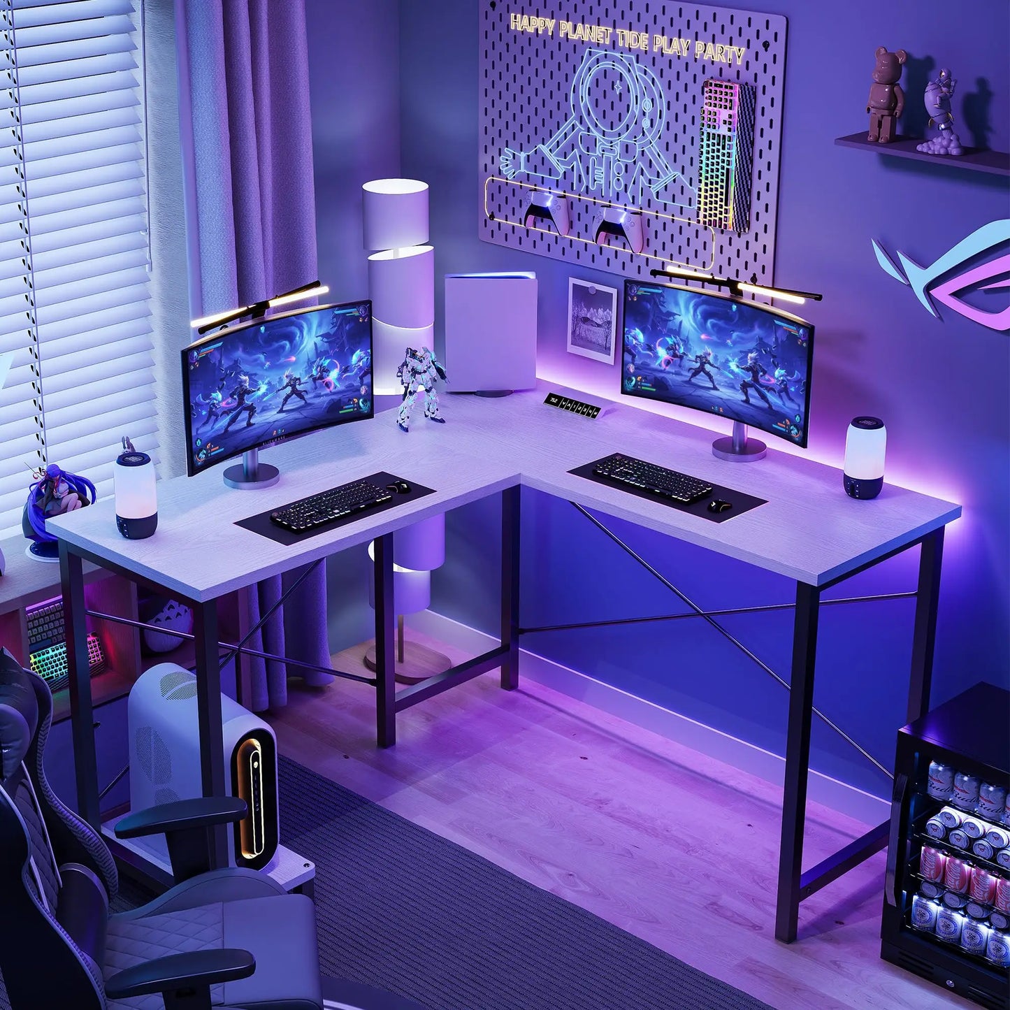 JHK 50 Inch L Shaped Desk Computer Gaming Desks Corner Office Table with CPU Shelf for Home Study Writing Work Station for Office
